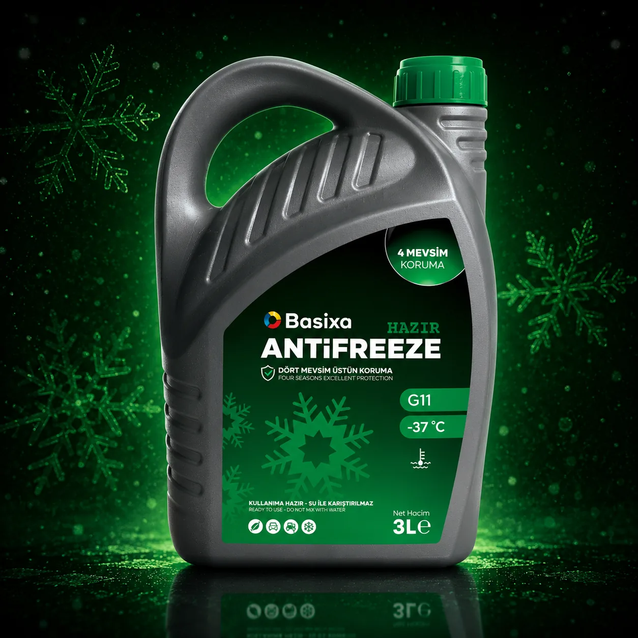 Basixa -37°C Yeşil Antifriz ürün ambalajı